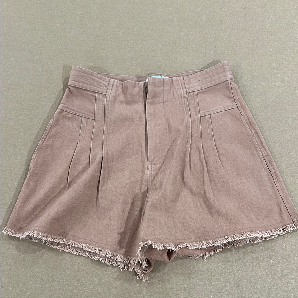 Women's Tan Frayed Hem Shorts